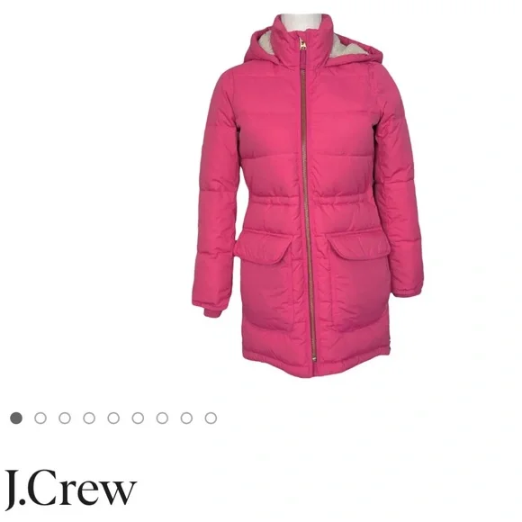 New J. Crew Pink Sherpa Hooded Puffer Jacket - Picture 2 of 9